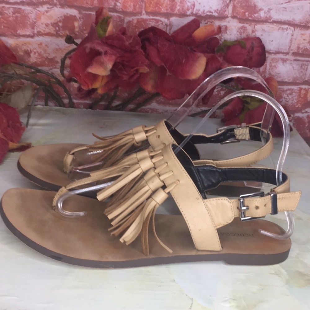 Rebecca Minkoff Tan Erin Leather Tassel Sandals